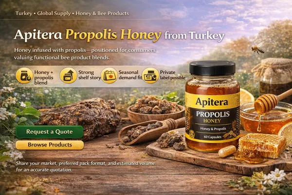 Apitera Propolis Honey supply from Turkey for export and wholesale buyers
